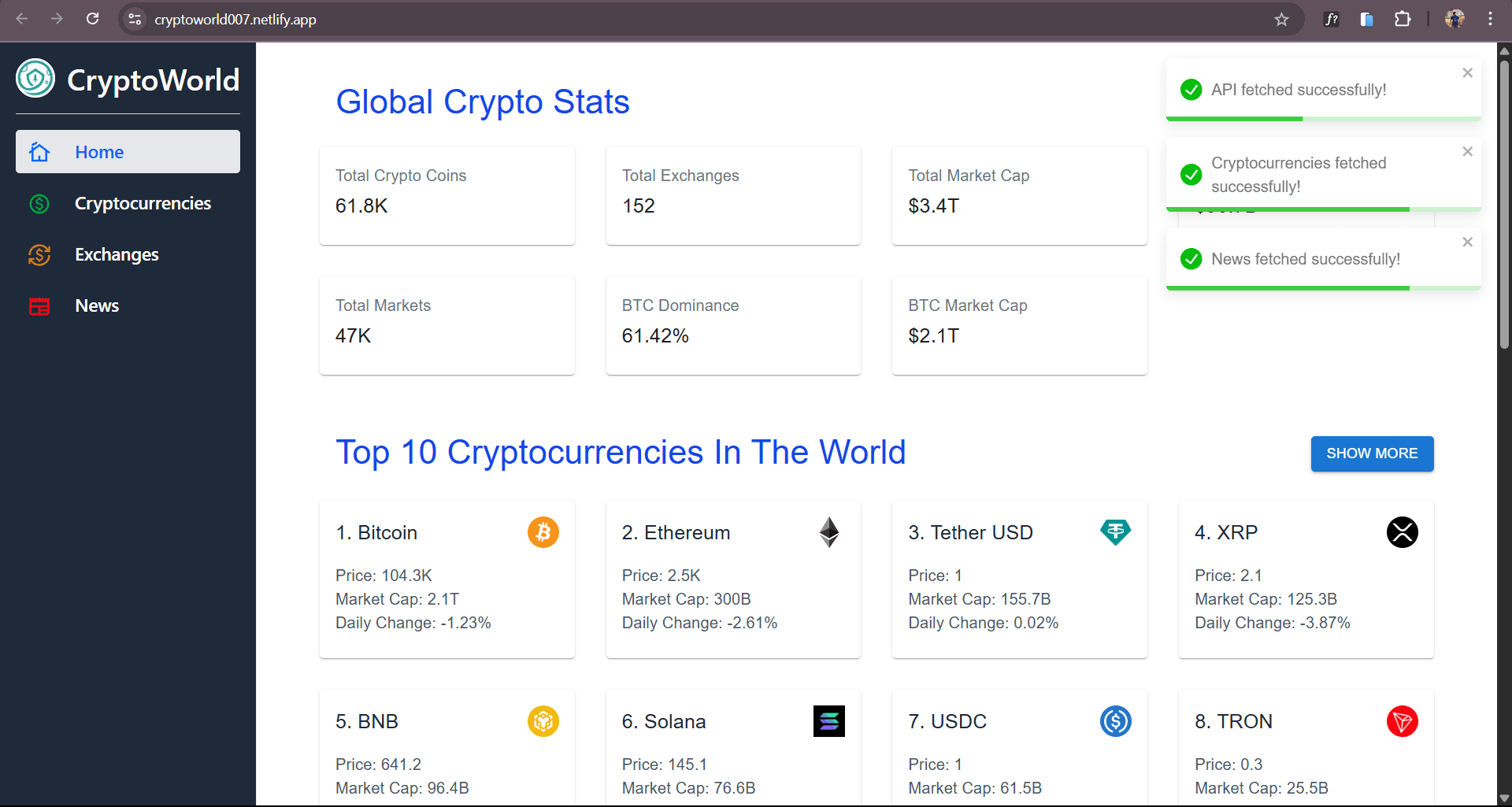 CryptoWorld - Advanced Cryptocurrency Dashboard