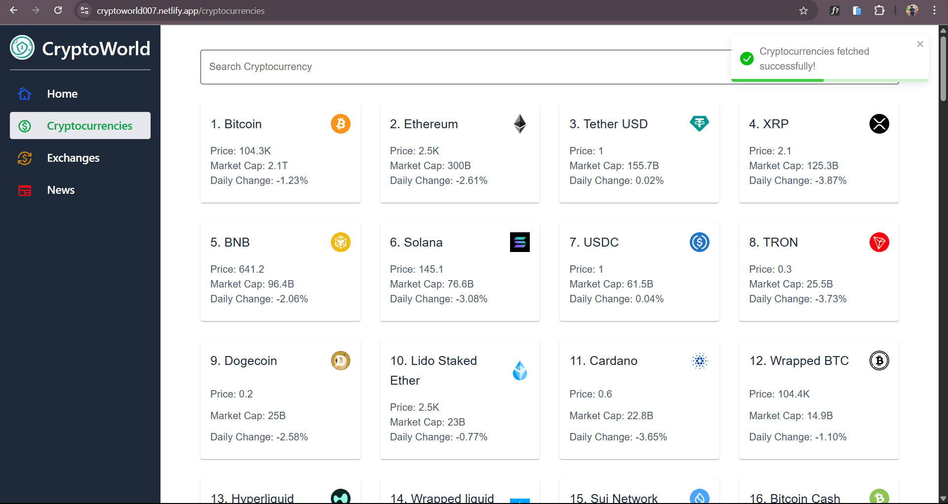 CryptoWorld - Advanced Cryptocurrency Dashboard